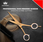Professional Barber Shears 6” – High Carbon Stainless Steel Hair Cutting Scissors with Razor Sharp Edge for Salon & Home Use by S.H.E.R.R.Y (Gold, 6 inches)