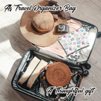 Full Print Makeup Bag - Travel Stamps Theme - Waterproof Cosmetic Bag, Toiletry Bag, Gift For Girls, Besties, Personal Care & Accessories - A22
