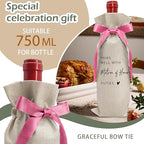 Cute Pink Bow Ribbon Engagement Gift Wine Bag - 1 PCS Bride to Be Gifts for Bridesmaids Bride and Groom Couples Her Him Will You Be My Bridesmaid for Getting Married Engagement Bridal Shower - A52