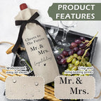 RYIGYWE 1 PCS Black Bow Ribbon Ideas Engagement Gift Wine Bag - Bride to Be Gifts for Bridesmaids Bride Groom Couples Her Him Officiant Gift for Getting Married Engagement Bridal Shower - A45