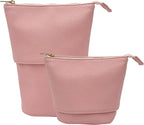 JAZD Travel Makeup Brush Bag Standup Brush Holder Portable Convertible Make up Brush Pouch Cosmetic Case (PINK)