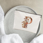 A-Z Boho Personalized Cosmetic Bag-Floral Cotton Letter Makeup Bag With Zipper-Artistic Cosmetic Bag For Travel-Bride,Birthday Gift For Women Daughter Friends-Women Makeup Organizer-A16