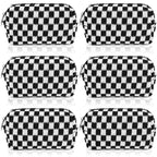 SOIDRAM Checkered Makeup Bag Preppy Cosmetic Bag Bulk Black Makeup Pouch Personalize Travel Toiletry Bag Organizer Cute DIY Makeup Brushes Storage Bag for Women