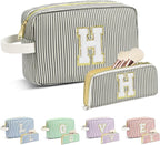 Travel Makeup Bag Christmas Gifts for Women Girl Teens, Personalized Initial Makeup Bag for Cute Teen Girls, Preppy Stuff Toiletry Bag Cosmetic Bag, Teen Girls Gift Trendy Stuff, Letter H