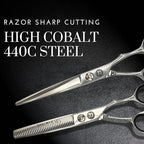 Saki Kotaro 5.5 Inch Hair Cutting Shears Set for Professional Hairdressers and Barbers - Includes Hair Scissors and Thinning Shears - Made From Premium Japanese 440C Steel