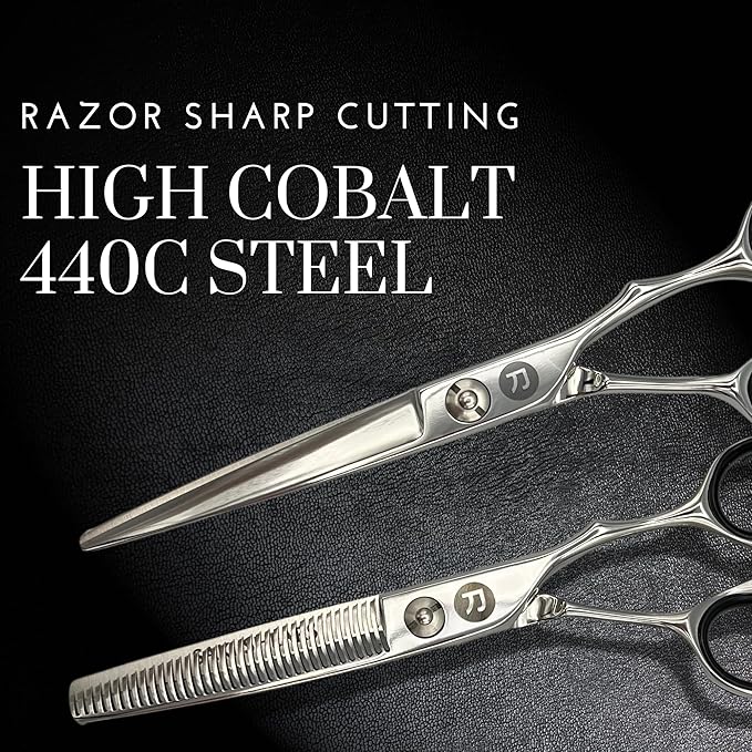 Saki Kotaro 5.5 Inch Hair Cutting Shears Set for Professional Hairdressers and Barbers - Includes Hair Scissors and Thinning Shears - Made From Premium Japanese 440C Steel
