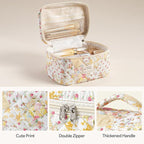 HBselect Quilted Makeup Bag, 3PCS Cotton Large Travel Makeup Bag, Cute Floral Coquette Make up Bag Cosmetic Bag Toiletry Bag for Women Girls