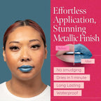 Aromi Teal Blue Metallic Liquid Lipstick | Turquoise, Sea Foam Lip Color with Shimmery Finish, Vegan, Cruelty-free, Long-lasting, Smudge Proof (Arctic Teal)