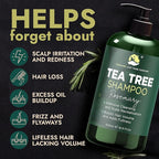 Rosemary Shampoo and Conditioner Set Infused with Tea Tree & Rosemary Oils for Scalp Relief and Hair Growth | Sulfate Free, Soothes Dry Scalp, Boosts Shine + Free Scalp Brush | 16.9 fl oz