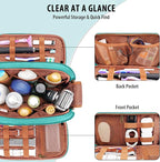 Travel Toiletry Bag for Men, Large Hanging Toiletries Organizer Bags for Women, Cruise Ship Essentials, Water-resistant Shaving Case, PU Leather Makeup Accessories, Cosmetic Dopp Kit, Lake Blue