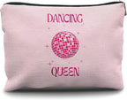 Nogrit Dancing Queen Dance Gifts - Disco Ball Bag - Hot Pink Dancer Makeup Bag