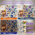Stained Glass Window Privacy Film Decorative Rainbow Static Clings – Ideal for Home & Office, Adhesive-Free, Removable, UV-Blocking (Purple Rainbow, 35.4 X 78.7 in)