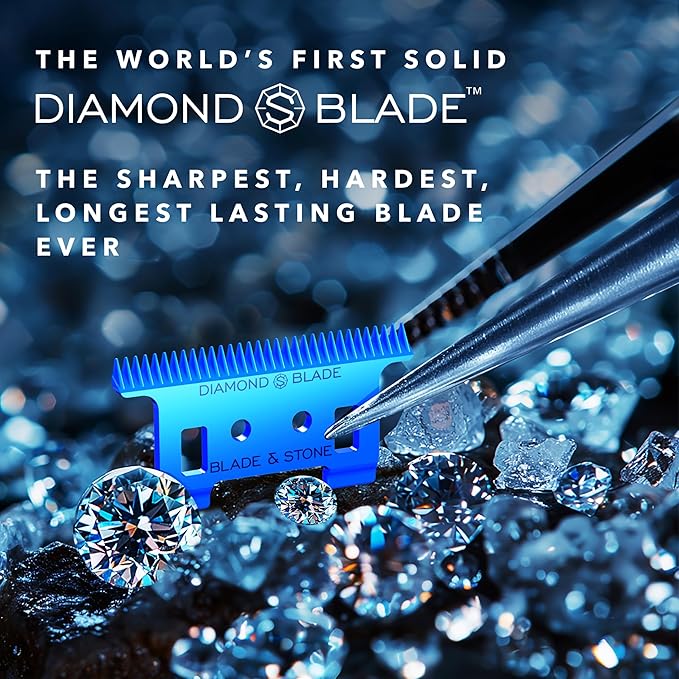 Blade & Stone Professional Hair Trimmer for Men PT301 | Diamond-S Blade | Micro-Gap Tech | 7200 RPM Durable Motor, All-Metal, Cordless Hair Trimmer - Big Blue