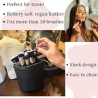JAZD Convertible Travel Makeup Brush Bag, Stand-Up Brush Holder Pouch For Easy Access, Cosmetic Case Organizer (BLACK)
