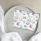 Full Print Makeup Bag - Travel Stamps Theme - Waterproof Cosmetic Bag, Toiletry Bag, Gift For Girls, Besties, Personal Care & Accessories - A22