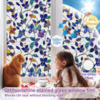 Window Privacy Film Stained Glass Window Film Frosted Window Film Window clings Non-Adhesive Reusable Decorative for Home Removable (Purple Frosted,35.4 X 78.7 in