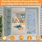 One Way Privacy Film, Window Tint for Home,Daytime Reflective, Anti UV Static Cling Sliding Door Coverings No Glue Garage Solar Paper (Black - Silver-Daisy, 17.5 x 78.7 in)