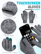 Winter Beanie Hat Scarf Gloves, Warm Fleece Knit Hat Long Scarf Neck Warmer Touch Screen Winter Gloves Set Gifts for Women