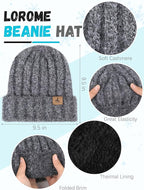 Winter Beanie Hat Scarf Gloves, Warm Fleece Knit Hat Long Scarf Neck Warmer Touch Screen Winter Gloves Set Gifts for Women