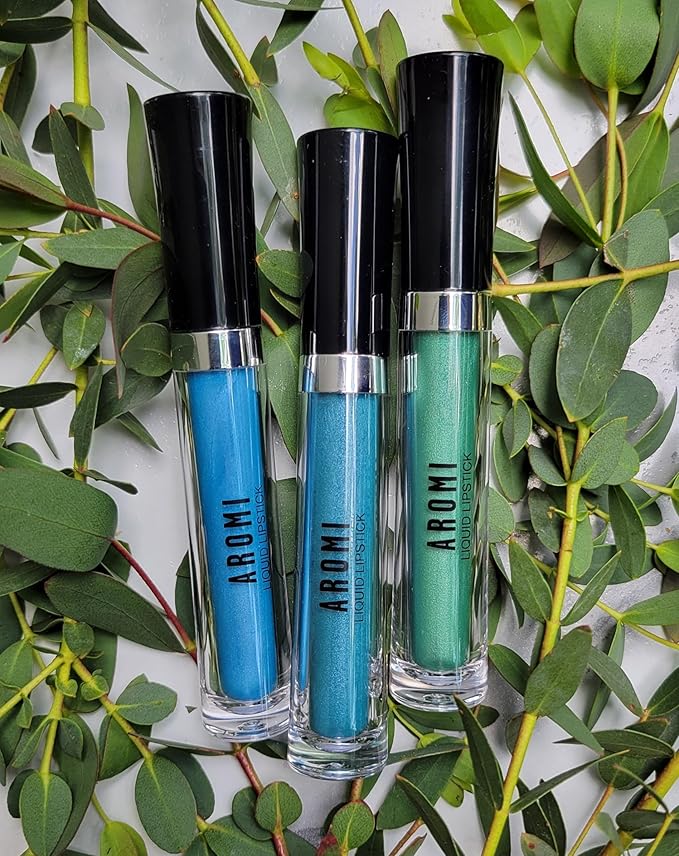Aromi Bright Blue Metallic Liquid Lipstick | Sparkly, Sky Lip Color with Shimmery Finish, Vegan Makeup, Cruelty-free, Long-lasting (Snow Queen)