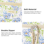 HBselect Quilted Makeup Bag, 3PCS Cotton Large Travel Makeup Bag, Cute Floral Coquette Make up Bag Cosmetic Bag Toiletry Bag for Women Girls