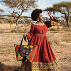 African Black Women's Leather Tote Bag, Large, Premium Vegan Leather, Full Zip, Perfect Christmas Gifts For Women