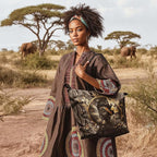 African Black Women's Leather Tote Bag, Large, Premium Vegan Leather, Full Zip, Perfect Christmas Gifts For Women