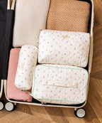 HBselect Quilted Makeup Bag, 3PCS Cotton Large Travel Makeup Bag, Cute Floral Coquette Make up Bag Cosmetic Bag Toiletry Bag for Women Girls