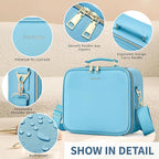 Travel Makeup Bag with LED Mirror, Cosmetic Train Case with Lighted Mirror, Waterproof Makeup Organizer Case for Brush Holder Storage, Travle Toiletry Bag for Women Gift
