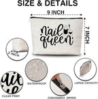 Nail Queen Makeup Bag Funny Gifts Travel Toiletry Bags for Women Friendship Gift For Women Teachers Girls Teens Friend Sister-A07