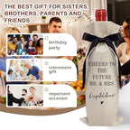 RYIGYWE 1 PCS Black Bow Ribbon Ideas Engagement Gift Wine Bag - Bride to Be Gifts for Bridesmaids Bride Groom Couples Her Him Officiant Gift for Getting Married Engagement Bridal Shower - A44