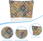 Makeup Bag Oriental Tile Cosmetic Bag Mini Portable Travel Toiletry Bag Organizer Makeup Brushes Aesthetic Accessories Waterproof Storage Bag for Women