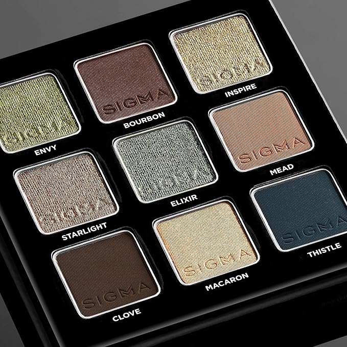 Sigma Beauty On-the-Go Eyeshadow Palette - Ivy - 9 Bold Eyeshadow Shades in Matte, Shimmer and Metalic Finishes - Highly Pigmented Vegan Eye Makeup Palette - Clean Beauty Products