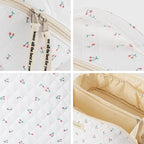 HBselect Quilted Makeup Bag, 3PCS Cotton Large Travel Makeup Bag, Cute Floral Coquette Make up Bag Cosmetic Bag Toiletry Bag for Women Girls