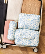 HBselect Quilted Makeup Bag, 3PCS Cotton Large Travel Makeup Bag, Cute Floral Coquette Make up Bag Cosmetic Bag Toiletry Bag for Women Girls