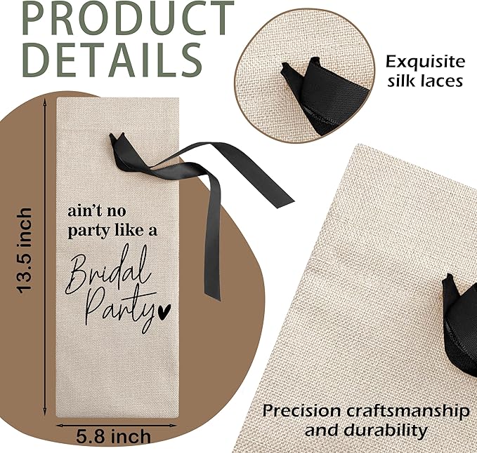 RYIGYWE Cute Bow Ribbon Engagement Gift Wine Bag - 1 PCS Bride to Be Gifts for Bridesmaids Bride and Groom Couples Her Him Will You Be My Bridesmaid for Getting Married Engagement Bridal Shower - A60