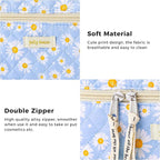 HBselect Quilted Makeup Bag, 3PCS Cotton Large Travel Makeup Bag, Cute Floral Coquette Make up Bag Cosmetic Bag Toiletry Bag for Women Girls