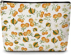 GREOXG Orange Print Makeup Bag, Small Travel Cosmetic Bag with Zipper, Cute Makeup Pouch Gift Ideas for Women Teen Girls Friends Mom Sisters Teacher Birthday Christmas Wedding Graduation-E32