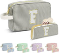 Travel Makeup Bag Christmas Gifts for Women Girl Teens, Personalized Initial Makeup Bag for Cute Teen Girls, Preppy Stuff Toiletry Bag Cosmetic Bag, Teen Girls Gift Trendy Stuff, Letter F