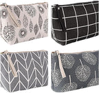 4 Pcs Canvas Cosmetic Bag, Multi-function Travel Makeup Bag Cosmetic Pouch with Zipper Travel Toiletry Bag Small Makeup Pouch Christmas Gifts Stocking Stuffers for Women