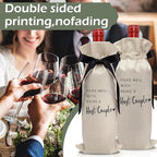 RYIGYWE Black Bow Ribbon Ideas Engagement Gift Wine Bag - 1 PCS Godparents Proposal for Bridesmaids Bride Groom Couples Her Him Officiant Gift for Getting Married Engagement Bridal Shower - A58