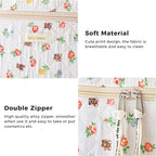 HBselect Quilted Makeup Bag, 3PCS Cotton Large Travel Makeup Bag, Cute Floral Coquette Make up Bag Cosmetic Bag Toiletry Bag for Women Girls