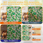 Stained Glass Window Privacy Film Decorative Rainbow Static Clings – Ideal for Home & Office, Adhesive-Free, Removable, UV-Blocking (Green Rainbow, 17.5 X 78.7 in)