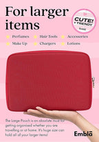 Embla Makeup Bag Travel Cosmetics Pouch and Toiletry Bag, Nylon Zipper Pouch Purse, Cute Make Up Organizer Storage Tote for Women Girls, Waterproof Travel Skincare Case, Small Makeup Bags, Ruby Red