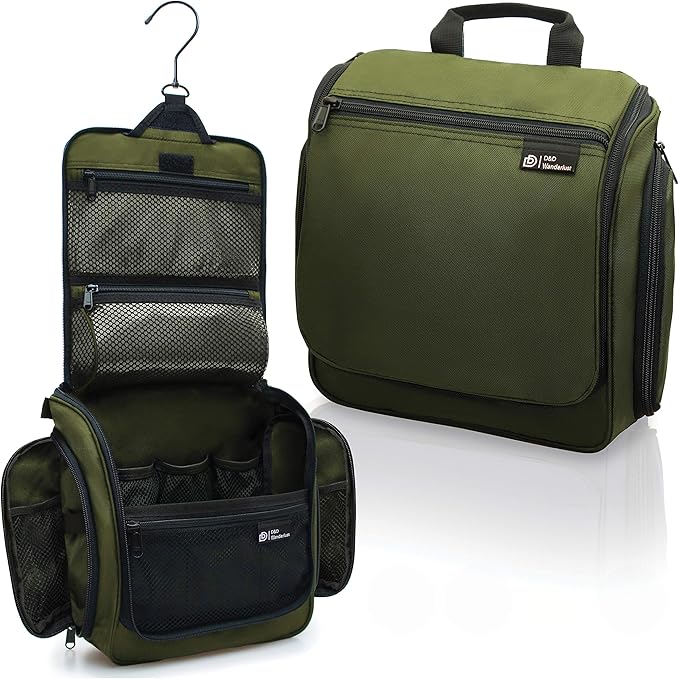 DD D&D Wanderlust D&D Hanging Travel Toiletry Bag for Men and Women – Cosmetics, Makeup and Toiletries Organizer Kit with 10 Compartments
