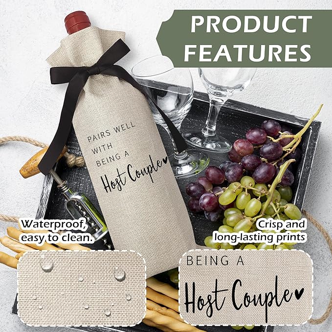 RYIGYWE Black Bow Ribbon Ideas Engagement Gift Wine Bag - 1 PCS Godparents Proposal for Bridesmaids Bride Groom Couples Her Him Officiant Gift for Getting Married Engagement Bridal Shower - A58