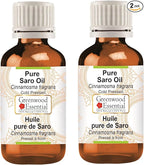 Greenwood Essential Pure Saro Essential Oil (Cinnamosma fragrans) Steam Distilled (Pack of Two) 100ml X 2 (6.76 oz)
